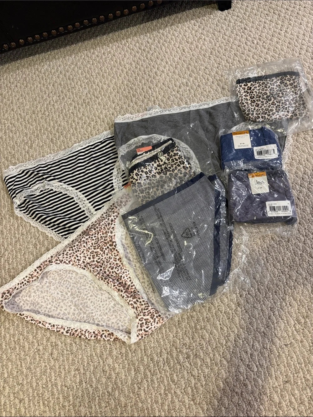 Women’s Lace-Trim Bikini Panties - Leopard & Stripe Mix 3x